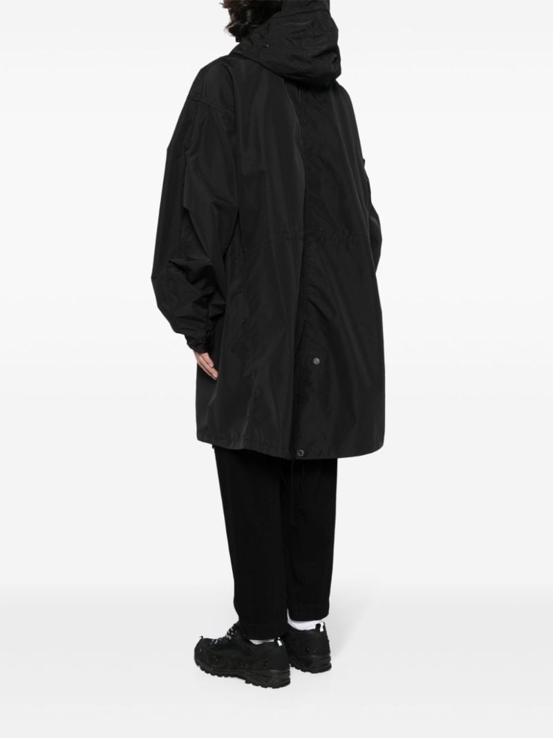 Black Drop-shoulder Hooded Parka