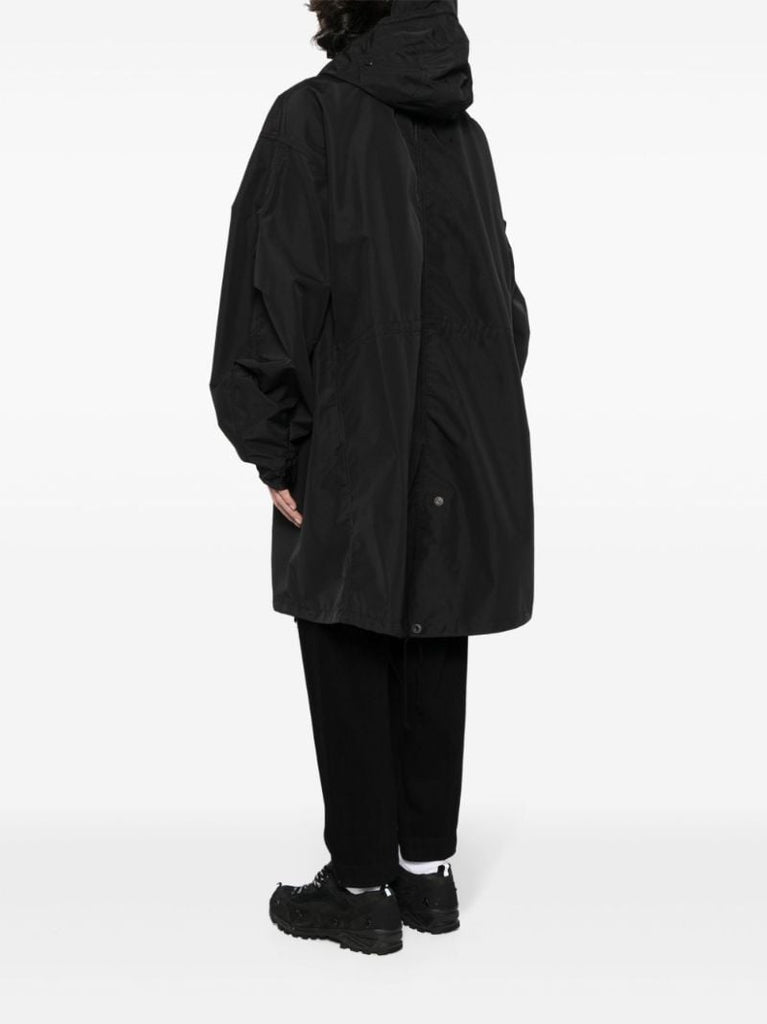 Black Drop-shoulder Hooded Parka