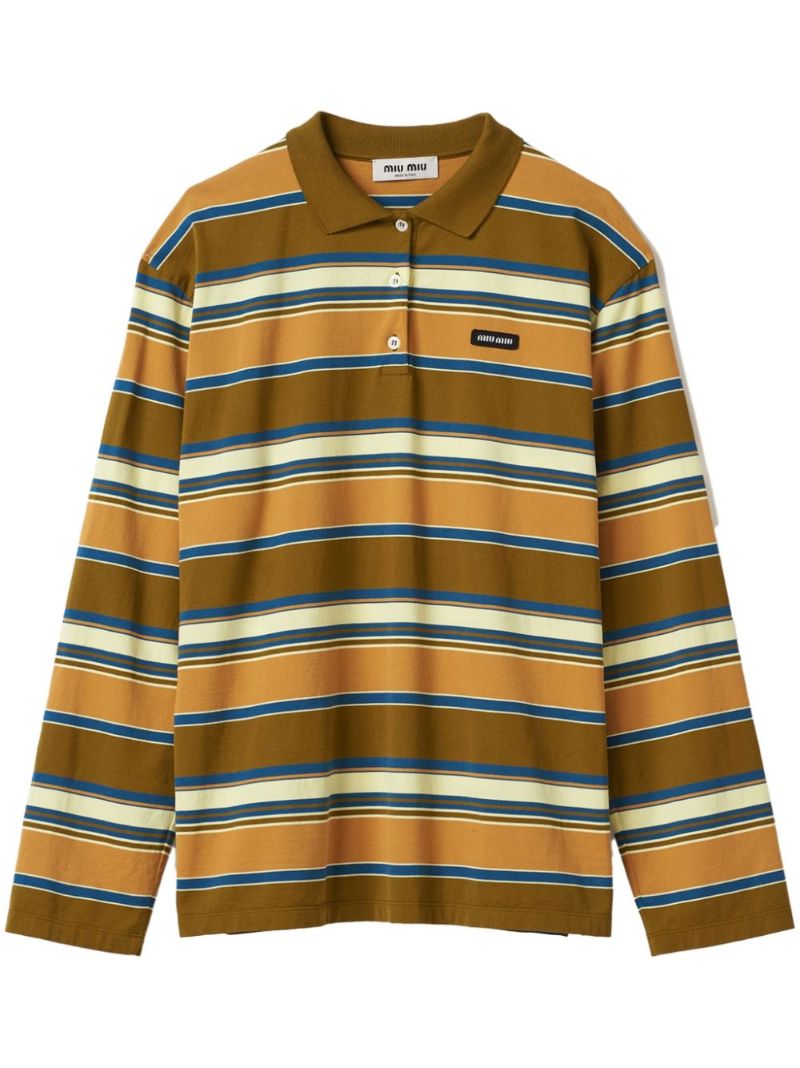 Yellow Striped Cotton Polo Top