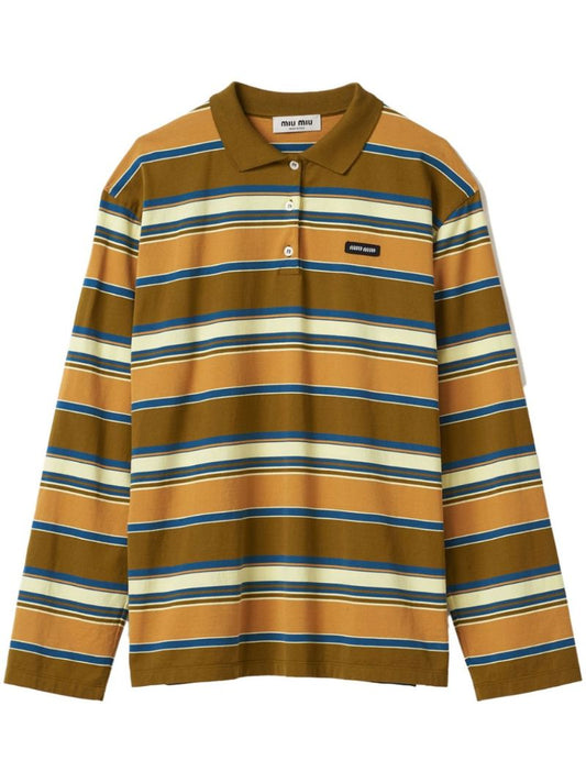 Yellow Striped Cotton Polo Top