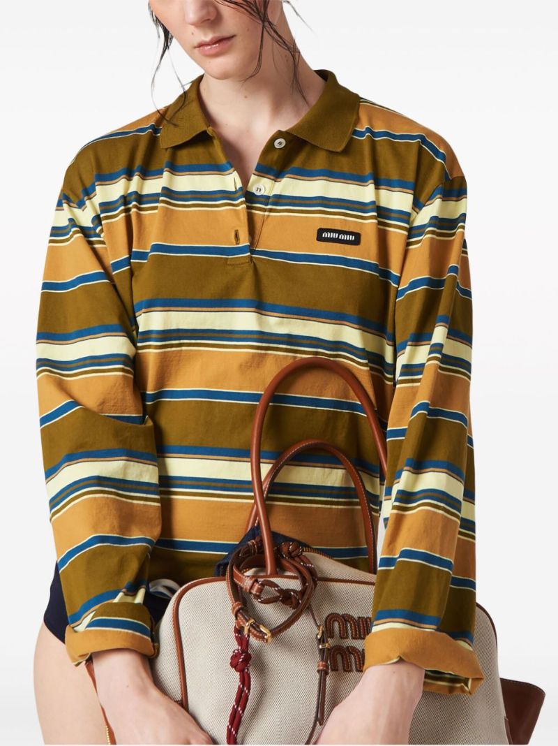 Yellow Striped Cotton Polo Top