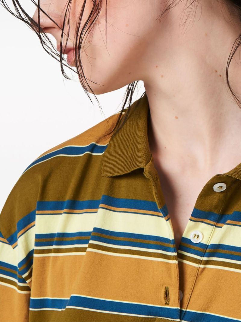 Yellow Striped Cotton Polo Top