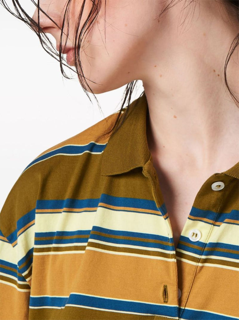 Yellow Striped Cotton Polo Top