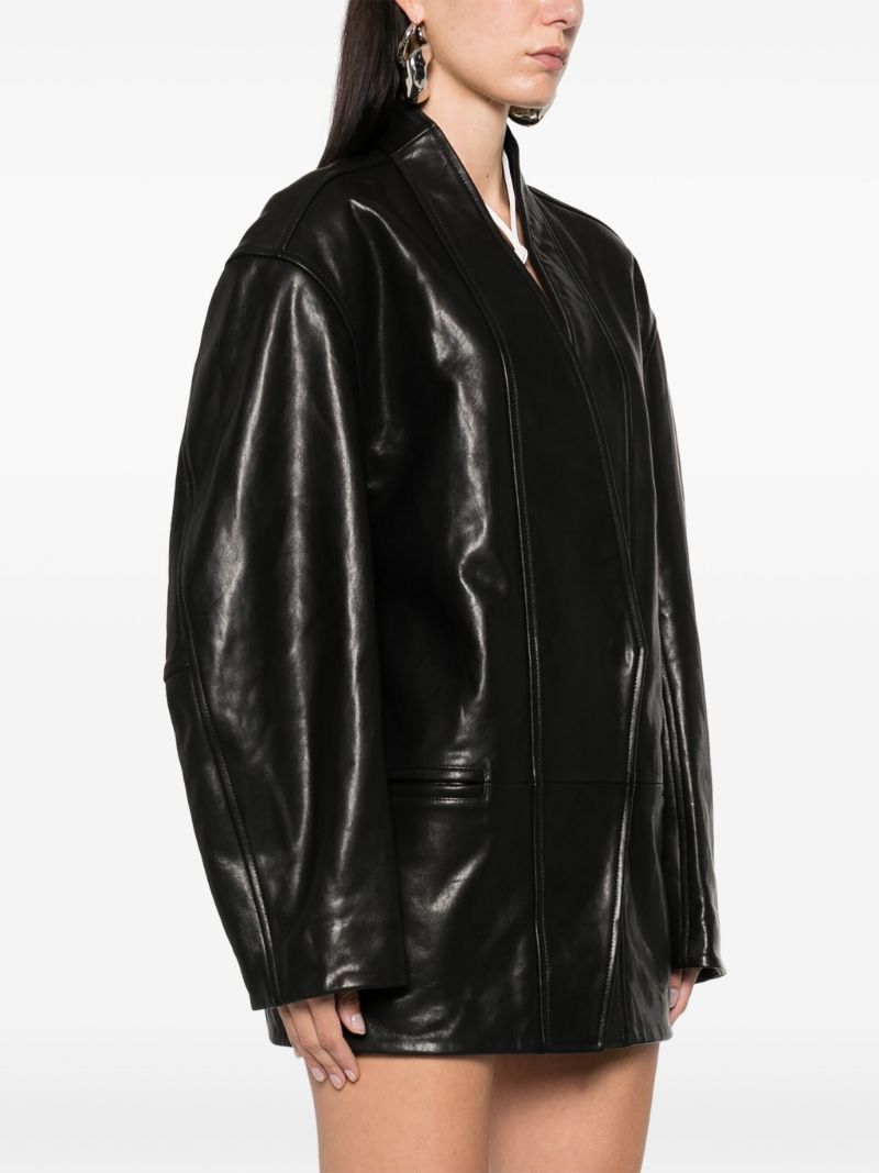 Black Ikena Oversized Leather Jacket