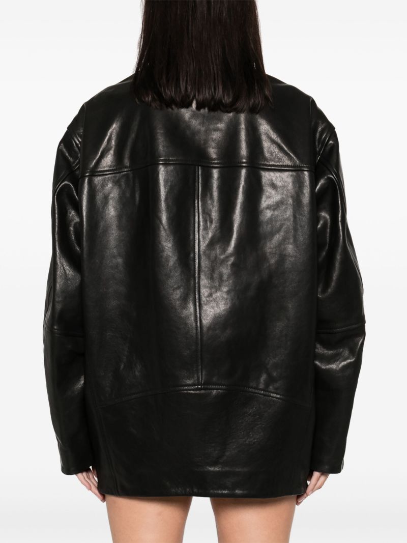 Black Ikena Oversized Leather Jacket