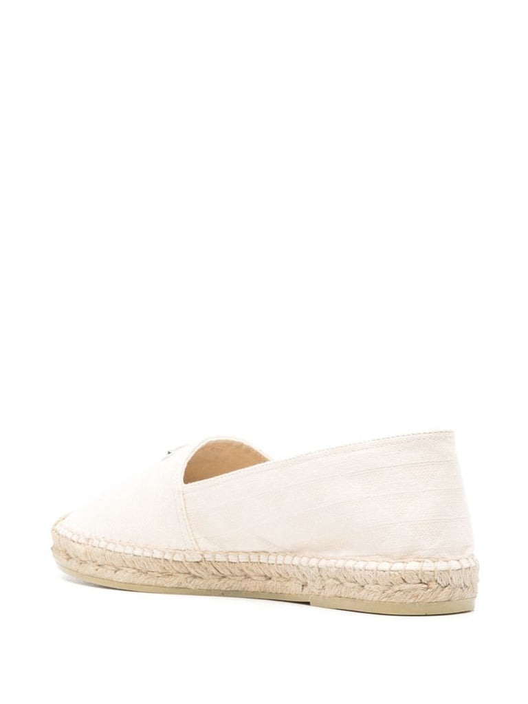 Beige Enamel-logo Espadrilles