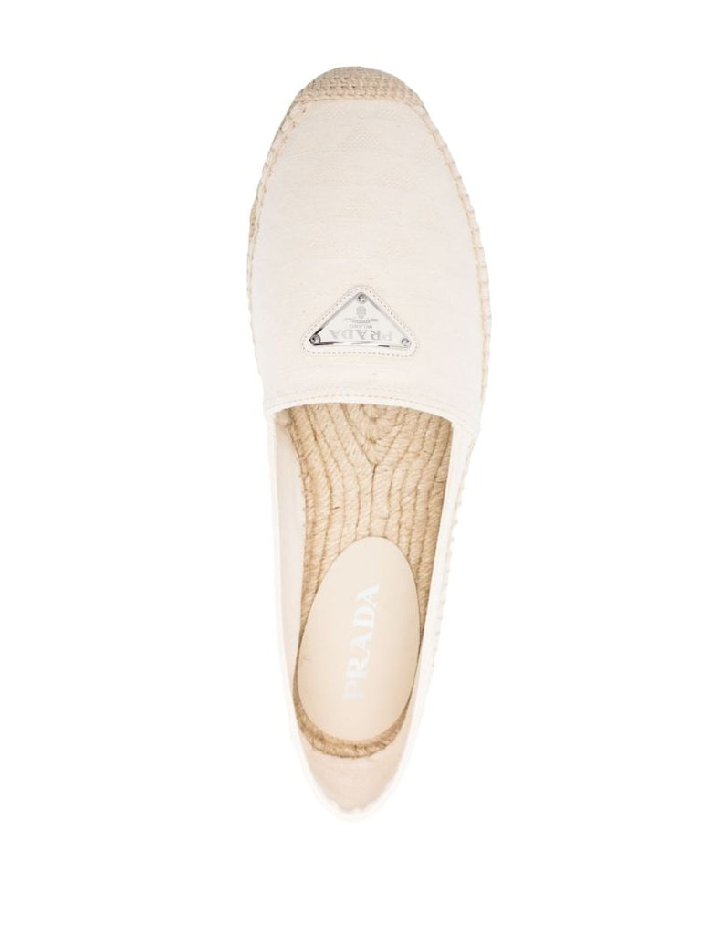 Beige Enamel-logo Espadrilles