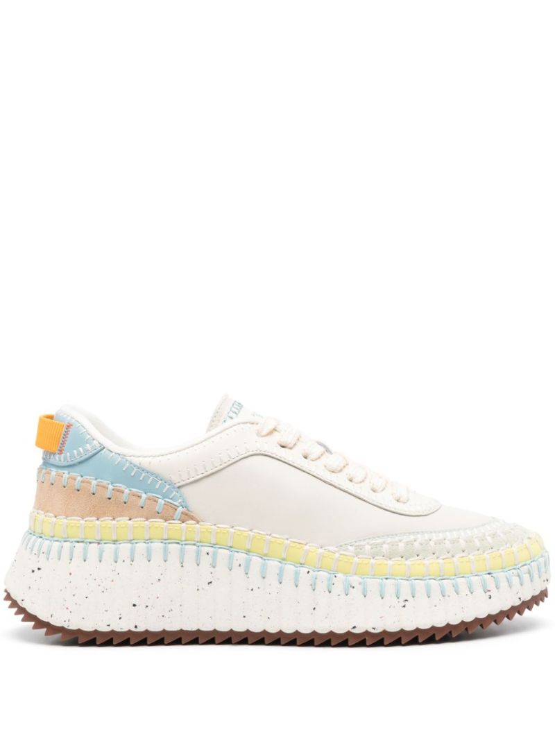 White Nama Whipstitch Sneakers