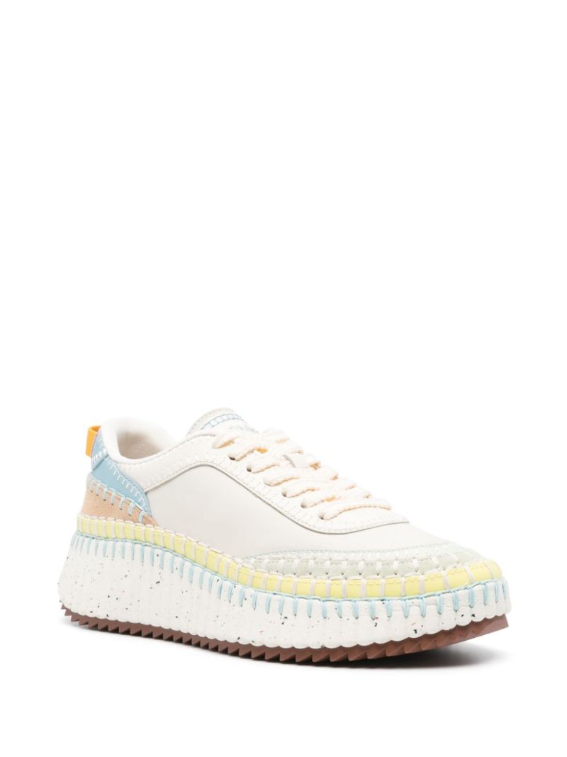 White Nama Whipstitch Sneakers
