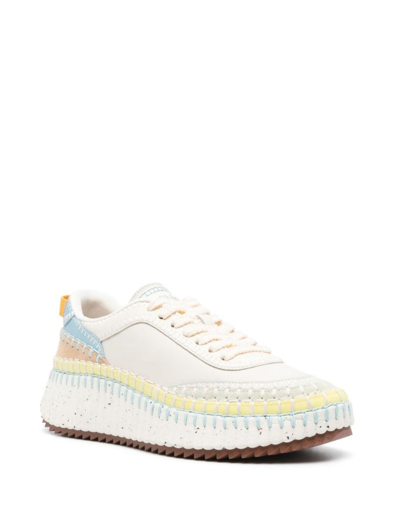 White Nama Whipstitch Sneakers