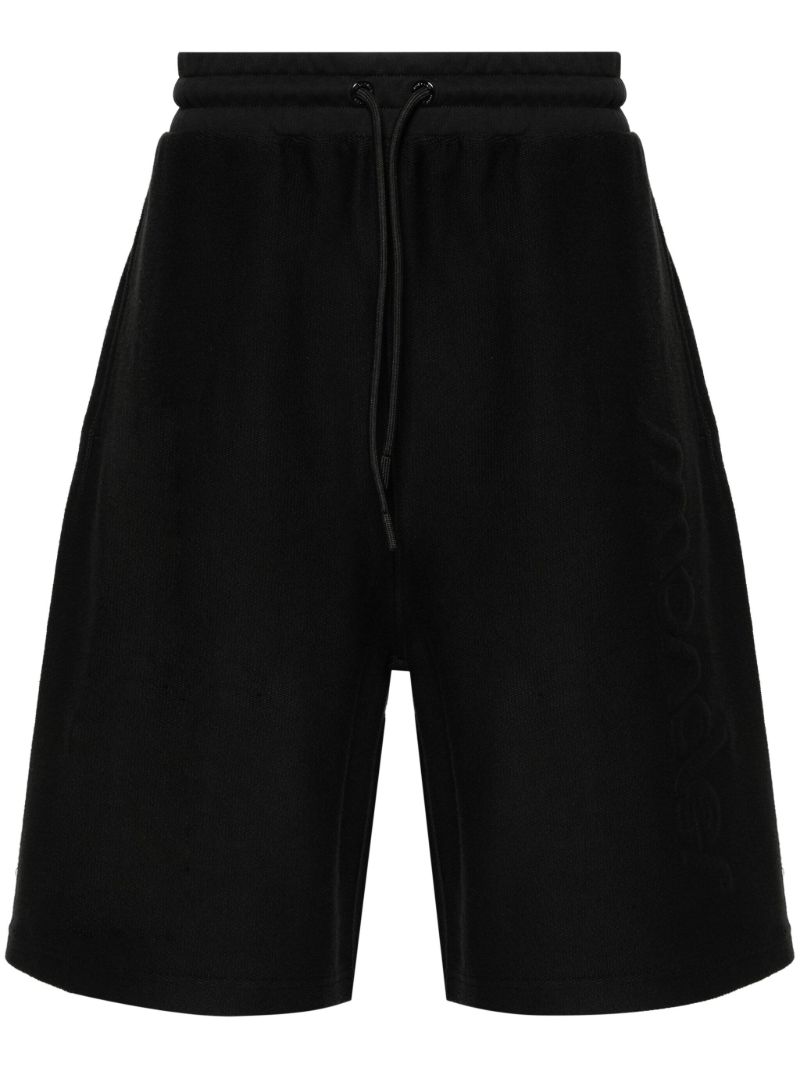 Black Logo-embossed Cotton Track Shorts