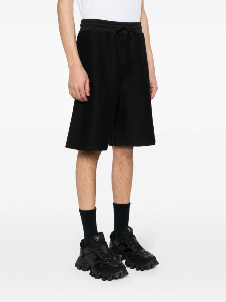 Black Logo-embossed Cotton Track Shorts