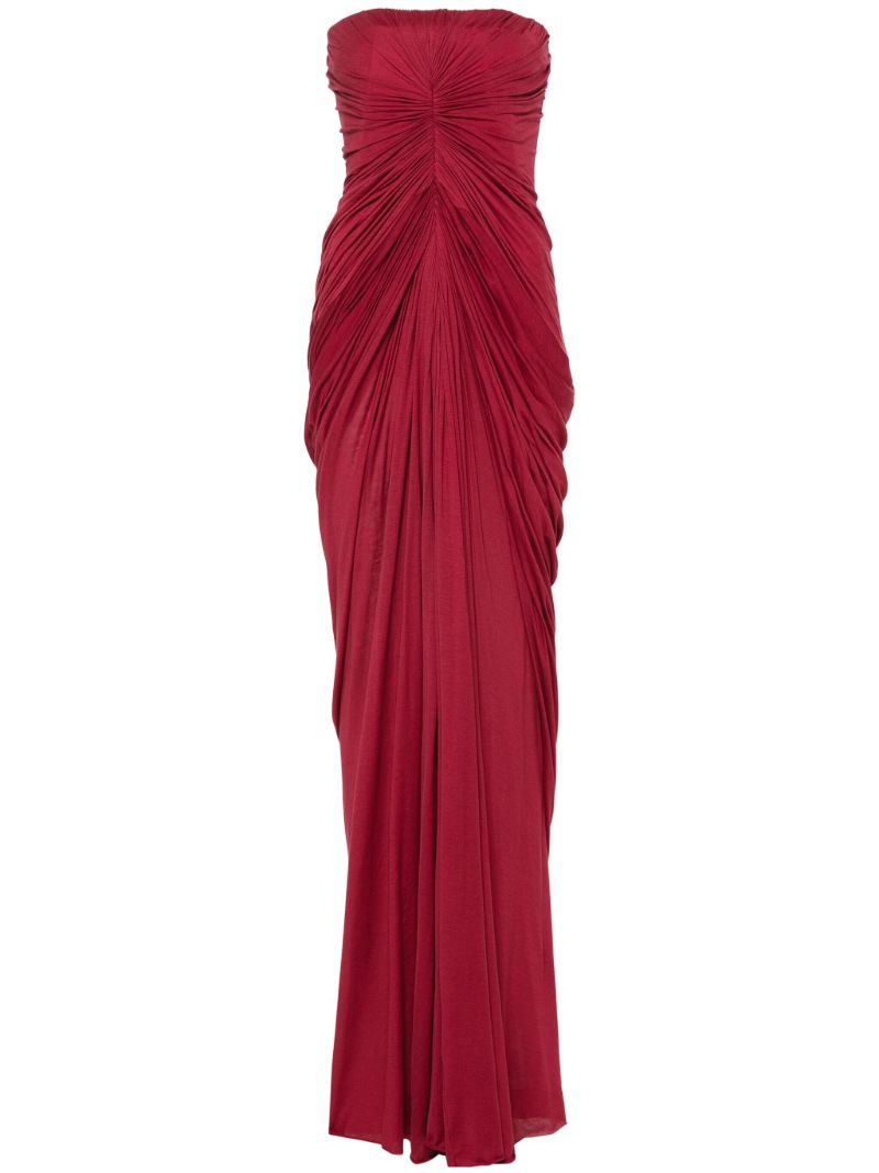 Red Ruched Maxi Dress