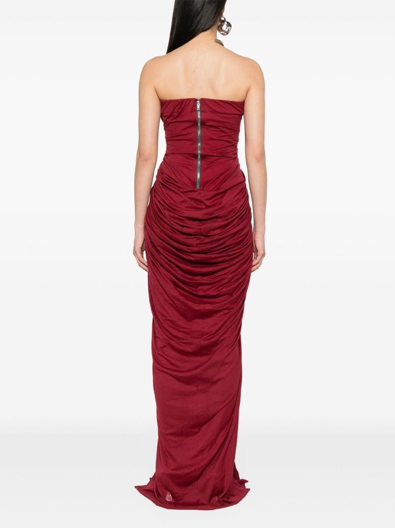 Red Ruched Maxi Dress