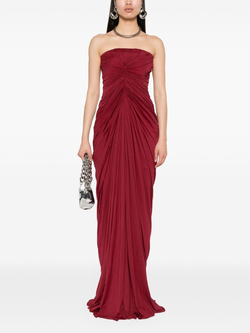 Red Ruched Maxi Dress