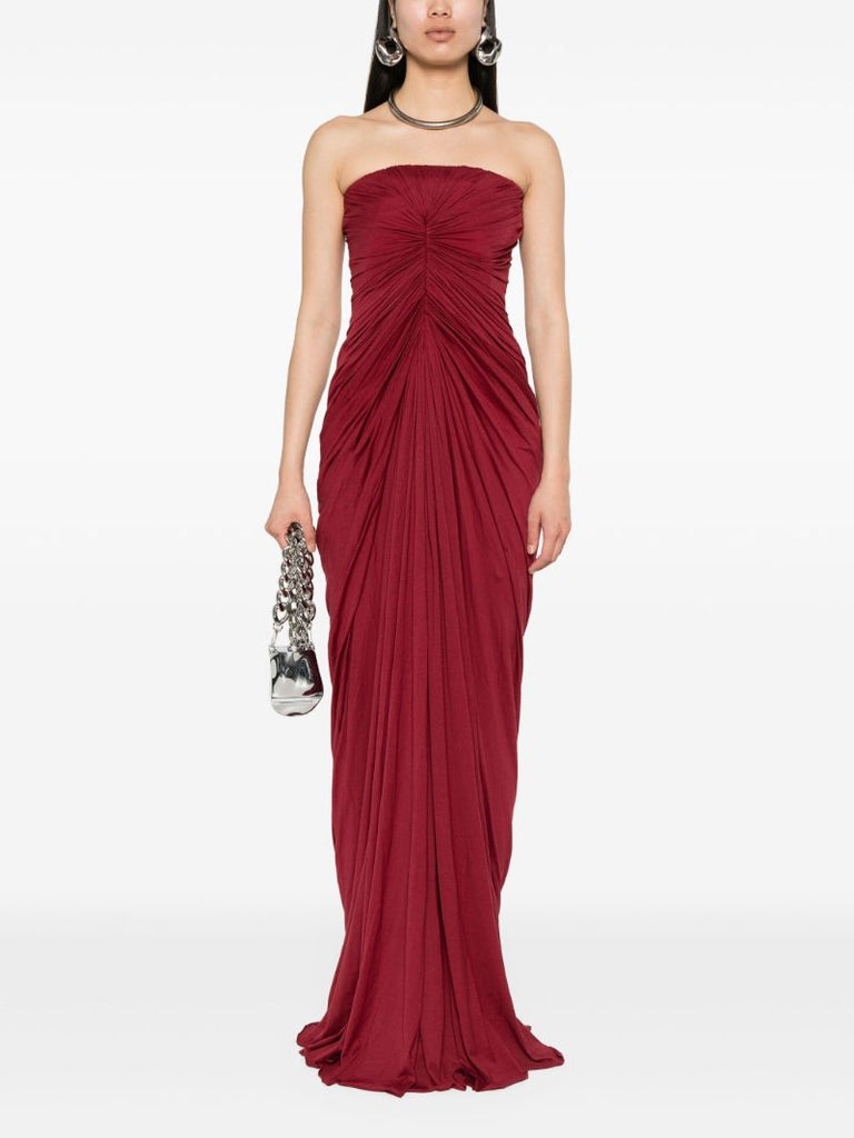 Red Ruched Maxi Dress