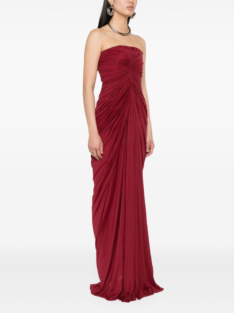 Red Ruched Maxi Dress