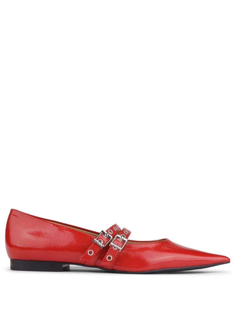 Red Buckled Ballerina Shoes