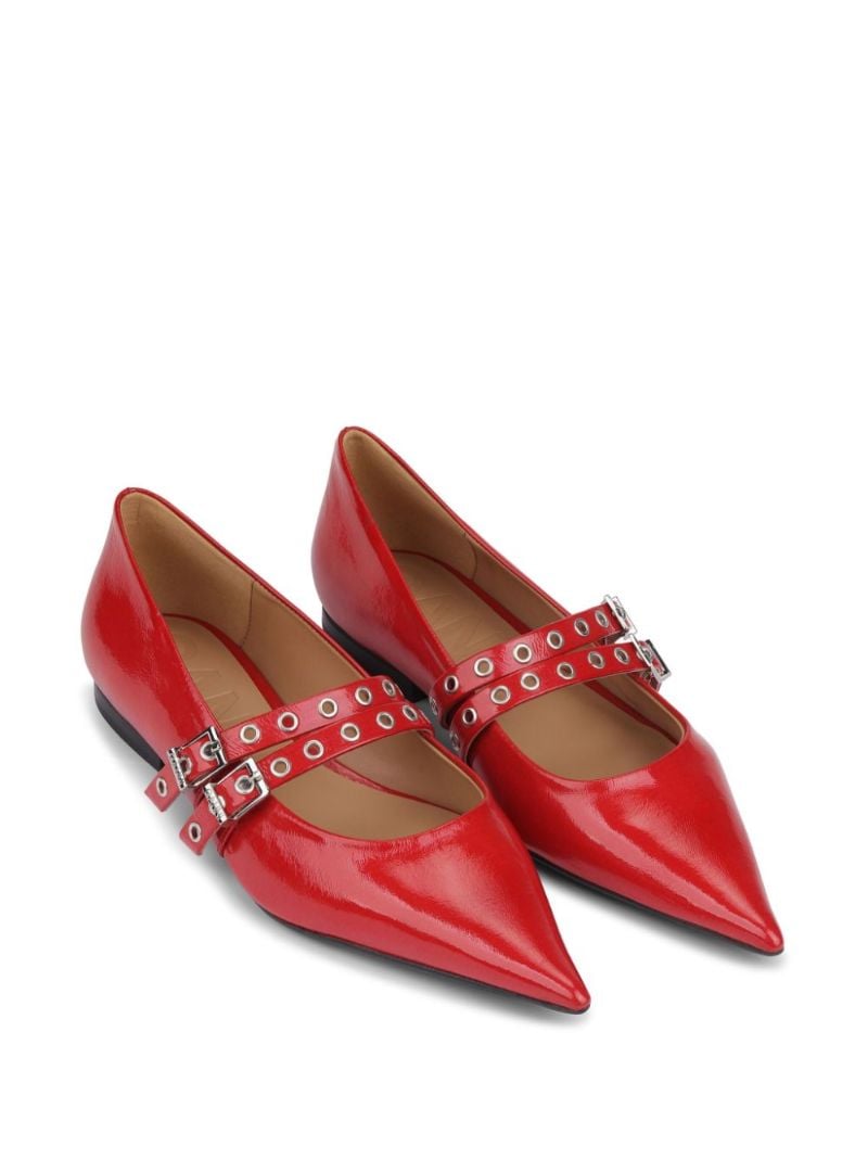 Red Buckled Ballerina Shoes