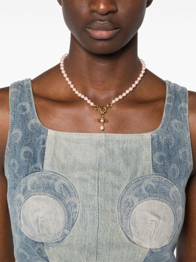 Gold-tone Orb Faux-pearl Necklace