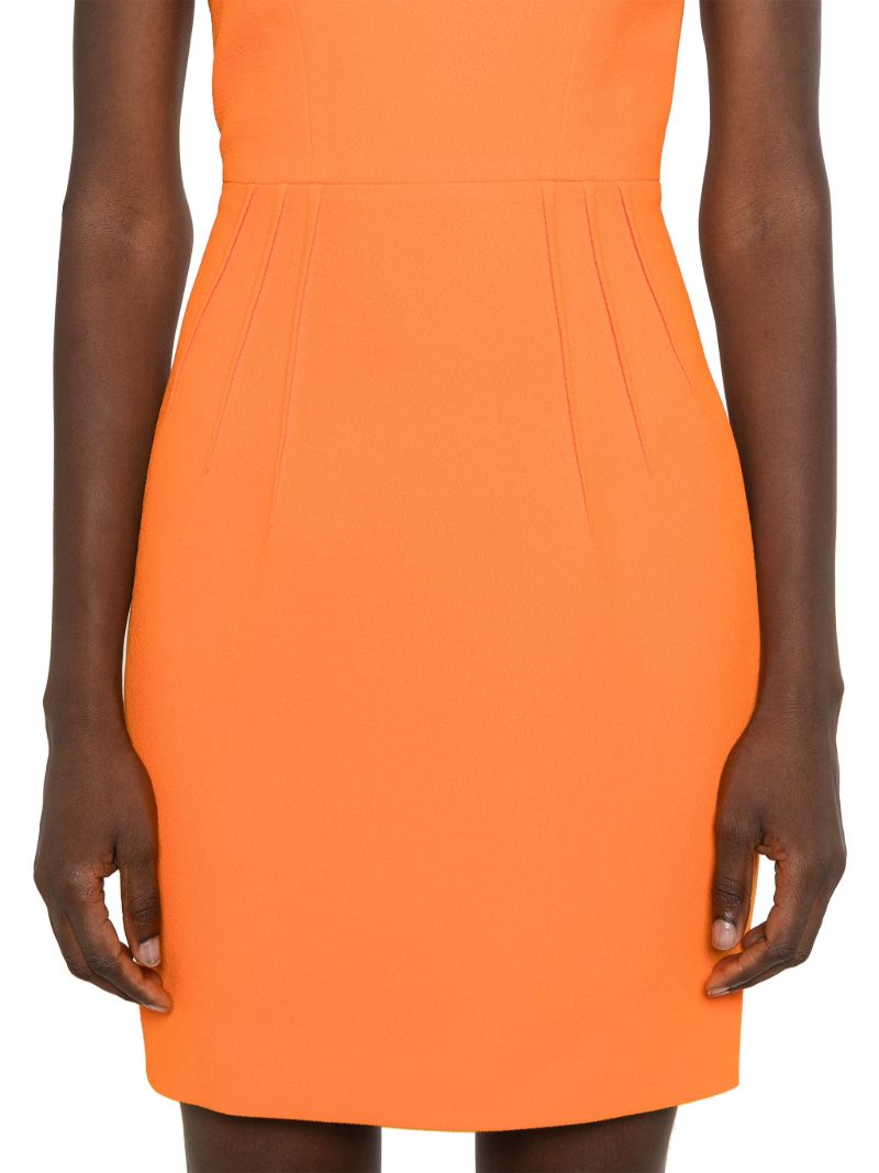 Orange Crepe Square-neck Dress