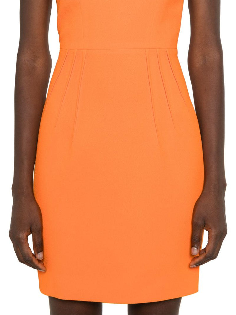 Orange Crepe Square-neck Dress