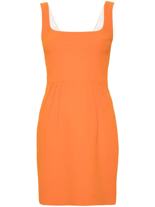 Orange Crepe Square-neck Dress