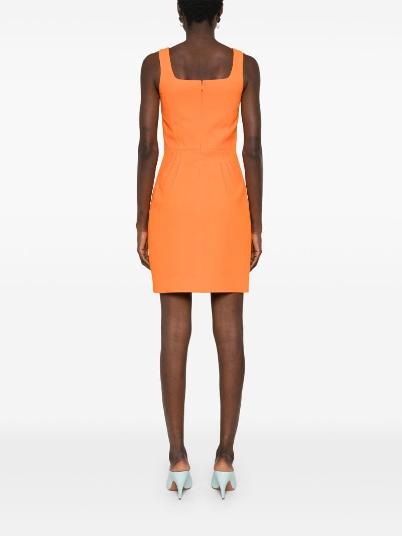 Orange Crepe Square-neck Dress