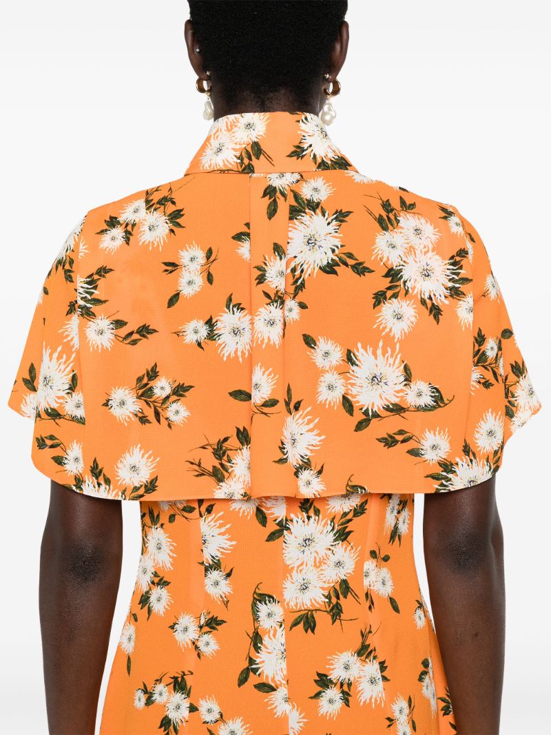Orange Florencia Floral-print Shirt Dress