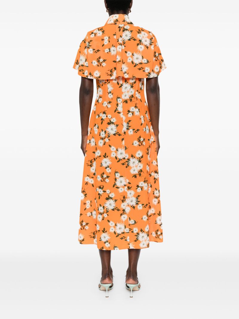 Orange Florencia Floral-print Shirt Dress