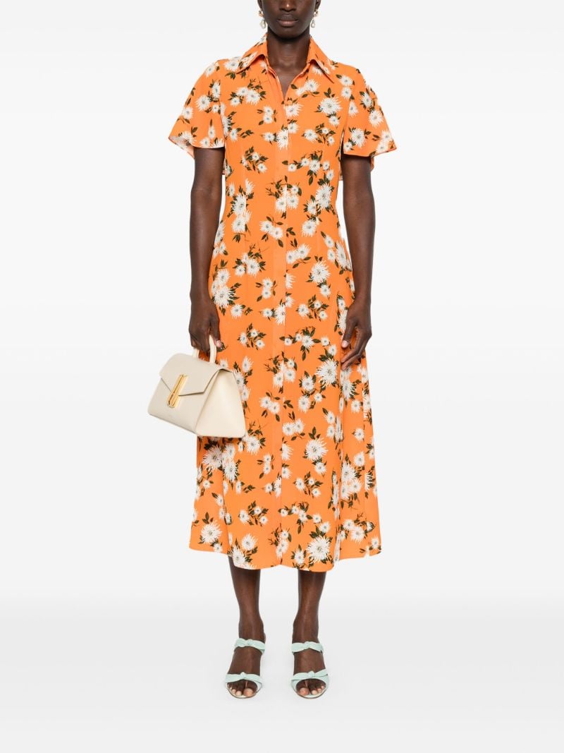 Orange Florencia Floral-print Shirt Dress