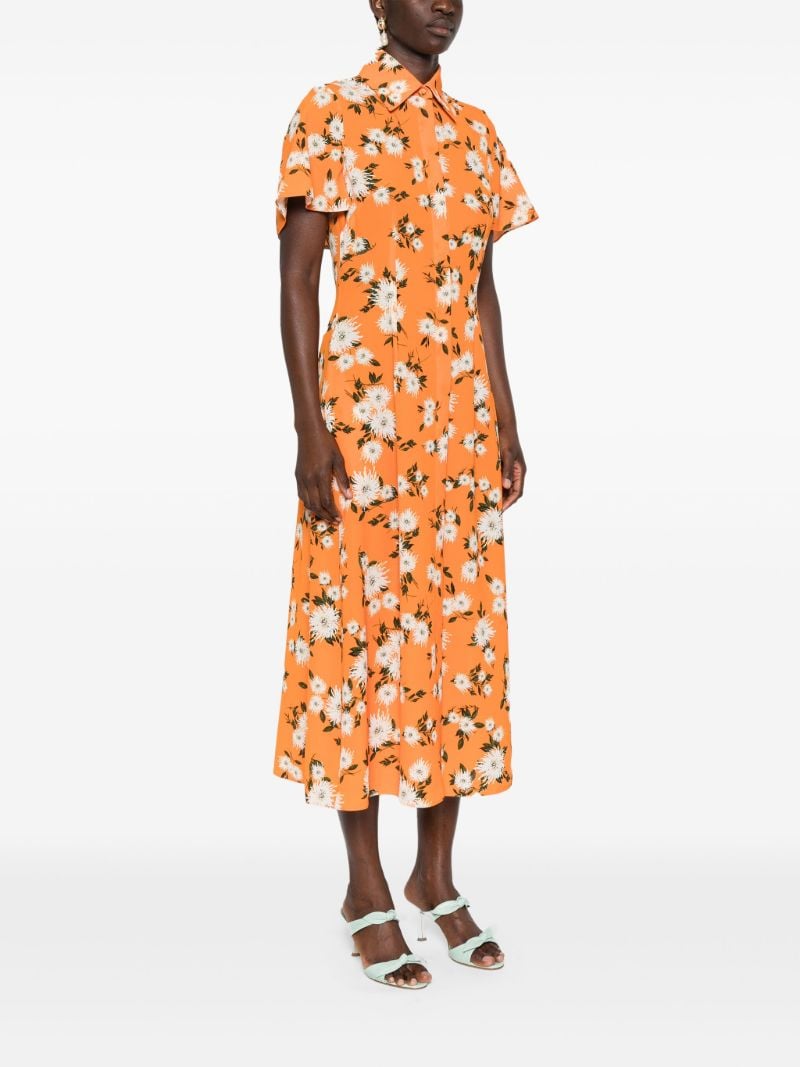 Orange Florencia Floral-print Shirt Dress