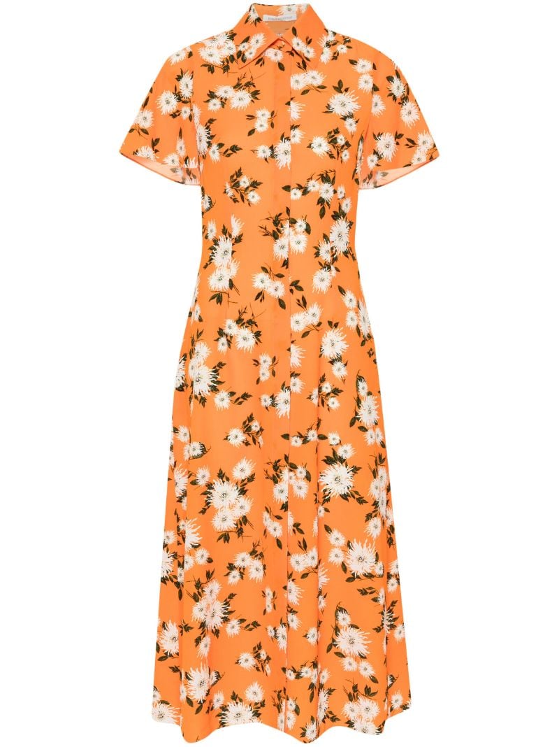 Orange Florencia Floral-print Shirt Dress