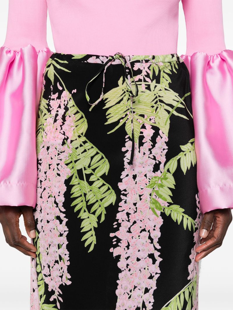 Black Emily Floral-print Skirt