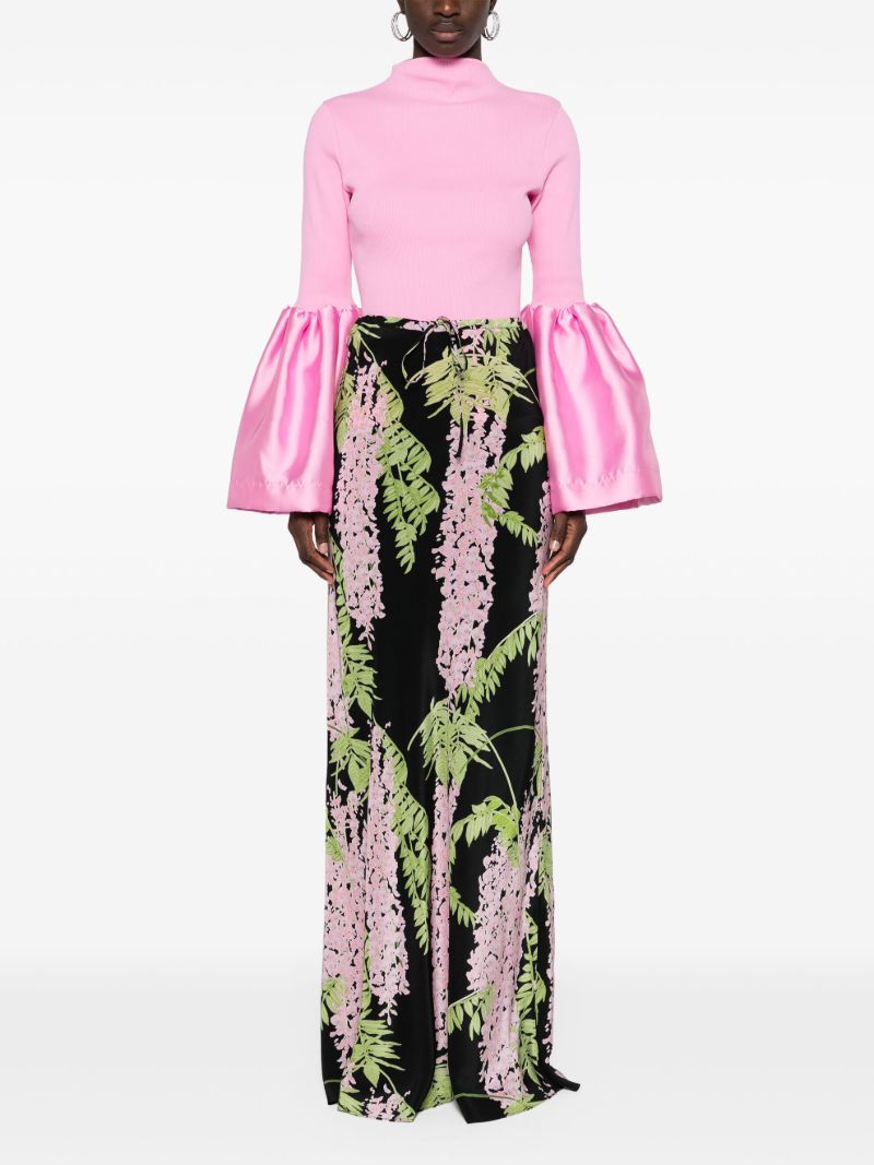 Black Emily Floral-print Skirt