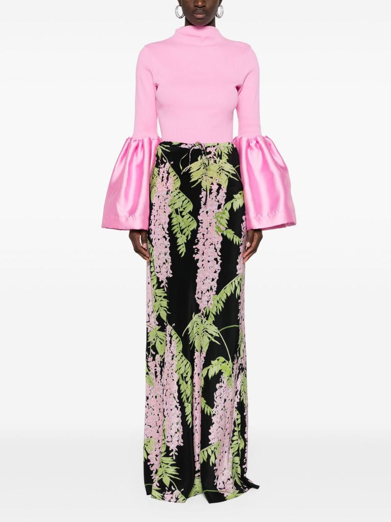 Black Emily Floral-print Skirt