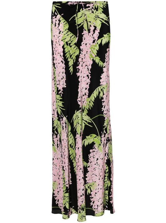Black Emily Floral-print Skirt