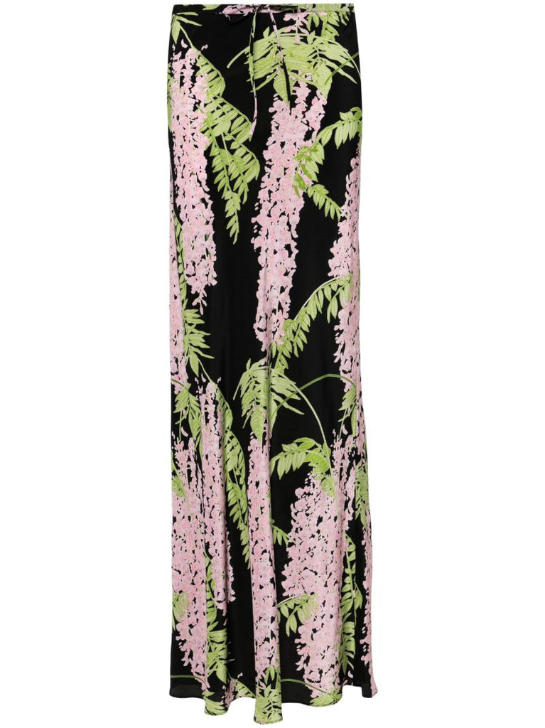 Black Emily Floral-print Skirt
