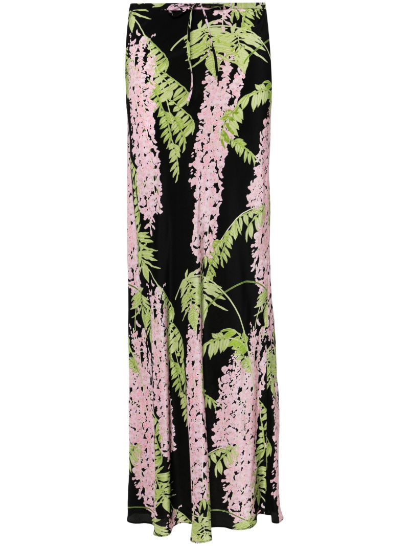 Black Emily Floral-print Skirt