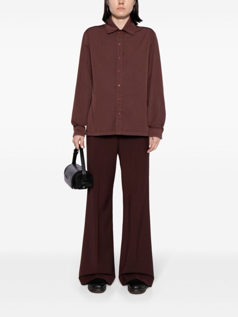 Brown Spread-collar Cotton Shirt