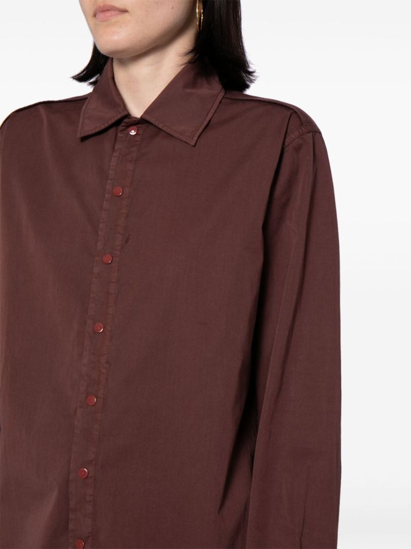 Brown Spread-collar Cotton Shirt