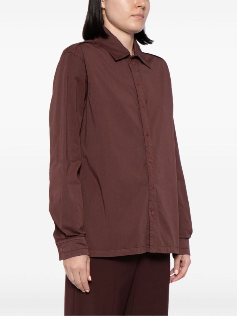 Brown Spread-collar Cotton Shirt