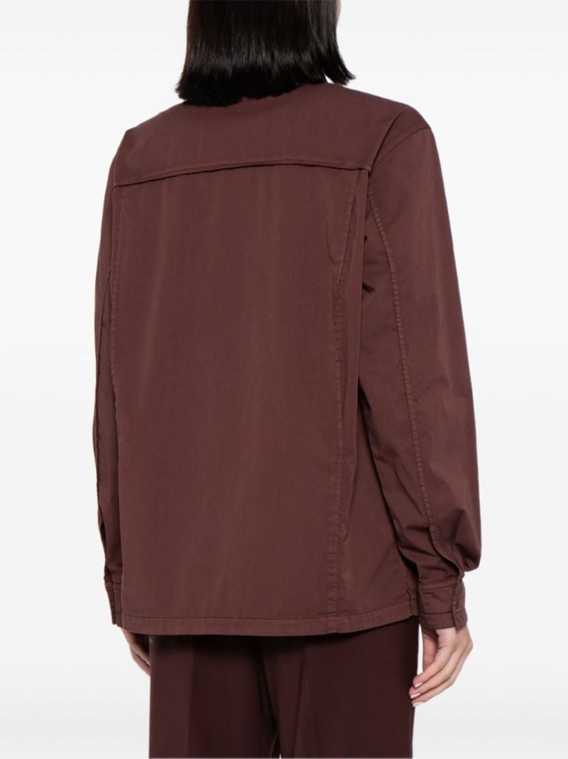 Brown Spread-collar Cotton Shirt
