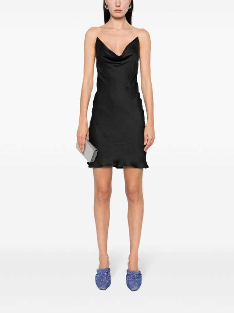Black Invisible-strap Slip Dress