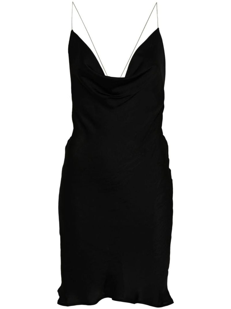 Black Invisible-strap Slip Dress