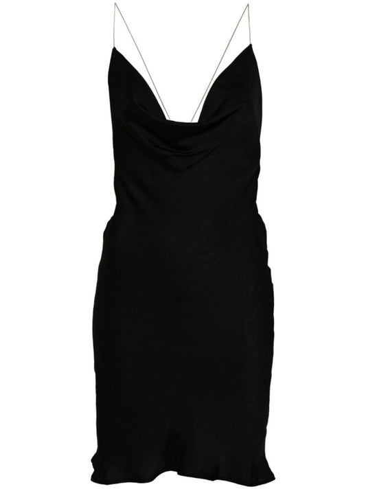 Black Invisible-strap Slip Dress