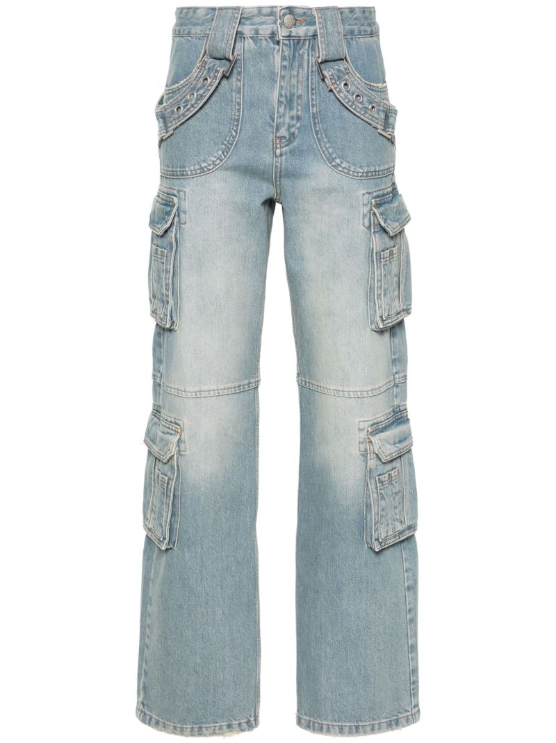 Blue Low-rise Cargo Jeans