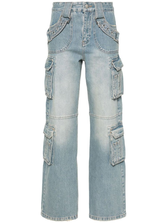 Blue Low-rise Cargo Jeans