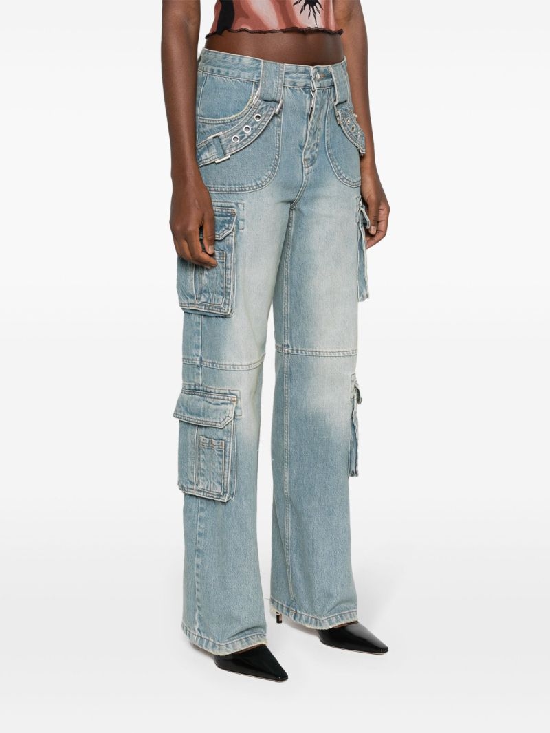Blue Low-rise Cargo Jeans