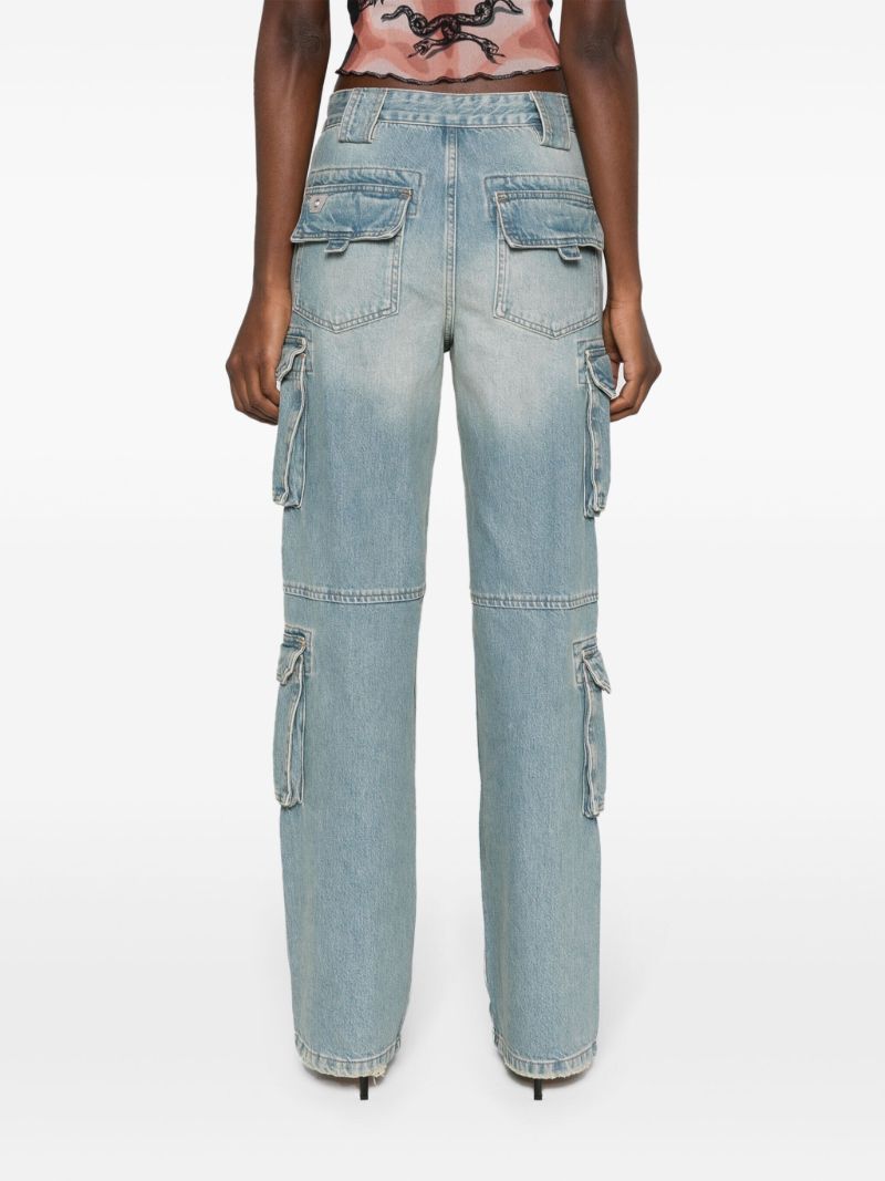 Blue Low-rise Cargo Jeans